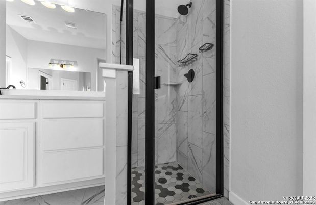 Bathroom, Glass Shower, Interior, Marble, Marble Walls