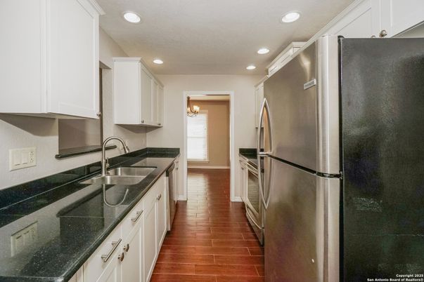Interior, Kitchen, Recessed Lighting, Wood Texture Flooring
