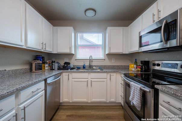 Interior, Kitchen, Stainless Steel Appliances, Wood Texture Flooring