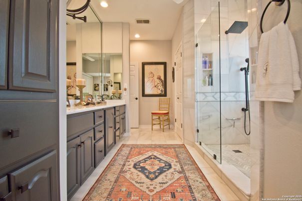 Bathroom, Glass Shower, Interior, Recessed Lighting
