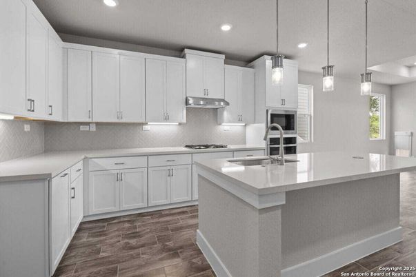 Interior, Kitchen, Pendant Lights, Recessed Lighting, Wood Texture Flooring