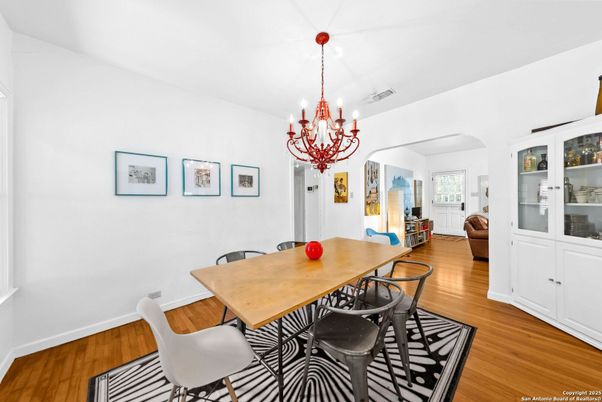 Chandelier, Dining room, Interior, Wood Texture Flooring