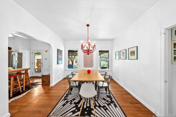 Chandelier, Dining room, Interior, Wood Texture Flooring