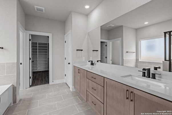 Bathroom, Dual Sink Vanities, Interior, Recessed Lighting, Walk-in Closets