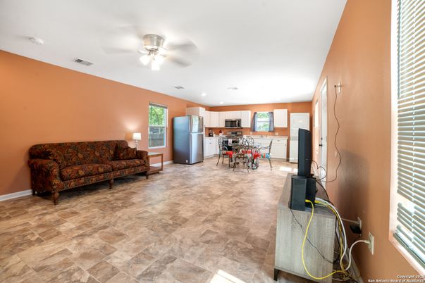 Dining room, Interior, Kitchen, Living room, Recessed Lighting, Stainless Steel Appliances