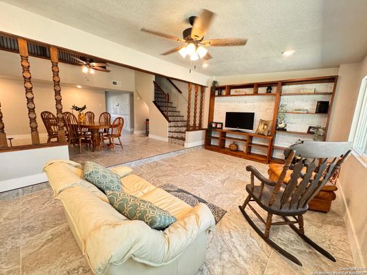 Dining room, Interior, Recessed Lighting, Stone Walls