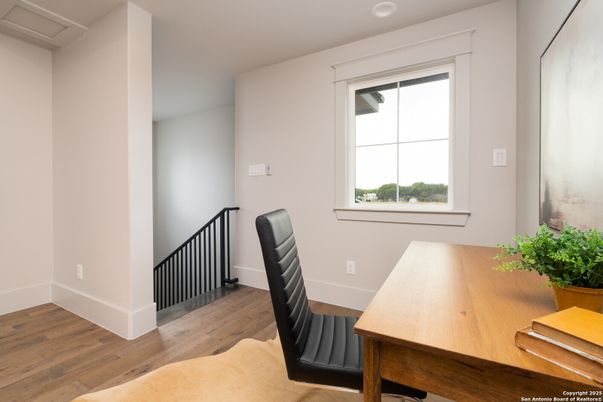 Home Office, Interior, Recessed Lighting, Wood Texture Flooring