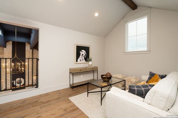 Fireplace, Interior, Living room, Recessed Lighting, Wooden Beams, Wood Texture Flooring