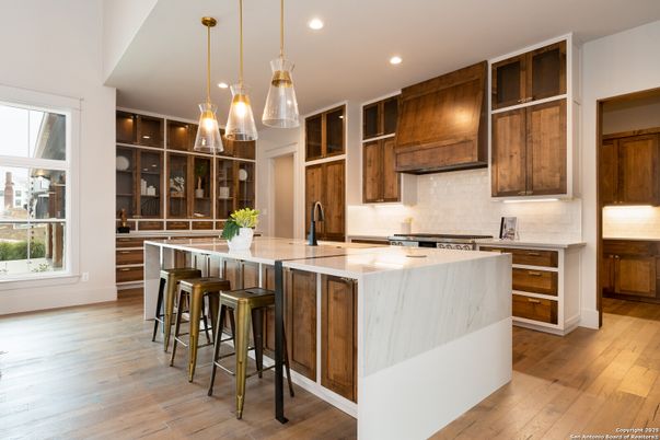 Interior, Kitchen, Pendant Lights, Recessed Lighting, Wood Texture Flooring