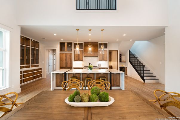 Interior, Kitchen, Pendant Lights, Recessed Lighting, Wood Texture Flooring