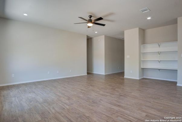Empty room, Interior, Recessed Lighting, Wood Texture Flooring