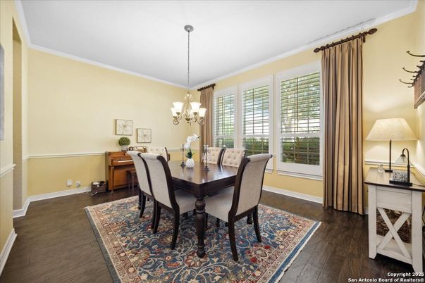 Chandelier, Dining room, Interior, Wood Texture Flooring