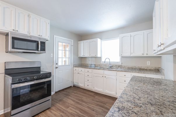 Interior, Kitchen, Stainless Steel Appliances, Wood Texture Flooring