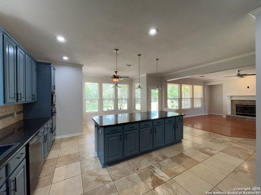 Fireplace, Interior, Kitchen, Pendant Lights, Recessed Lighting