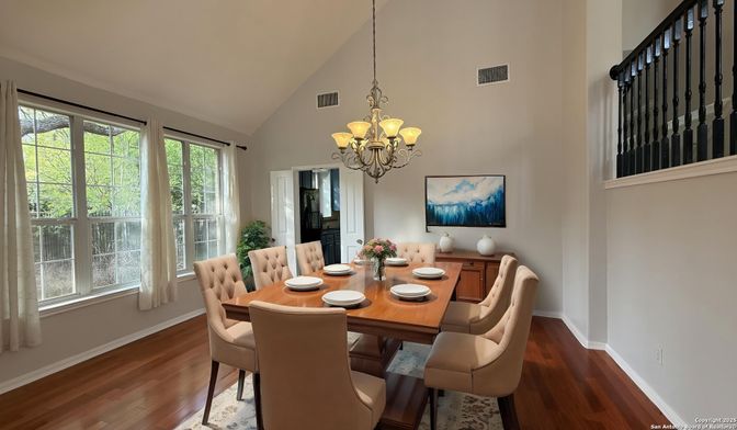 Chandelier, Dining room, Interior, Wood Texture Flooring