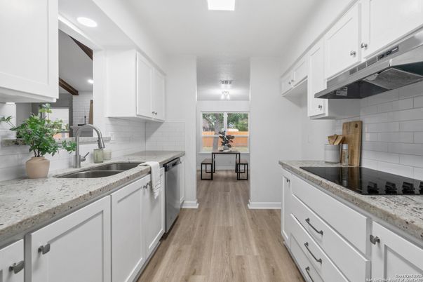 Interior, Kitchen, Recessed Lighting, Wood Texture Flooring