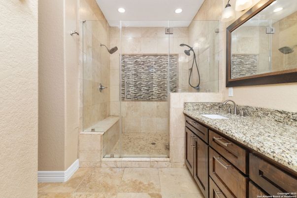 Bathroom, Glass Shower, Interior, Recessed Lighting