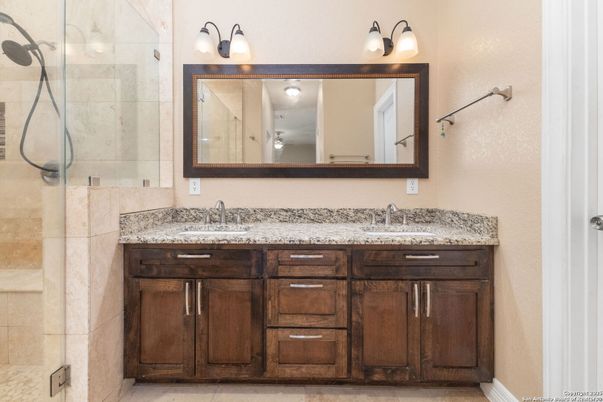 Bathroom, Dual Sink Vanities, Glass Shower, Interior