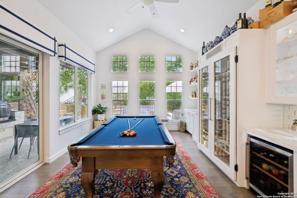 Billiard Table, Game Room, Interior, Recessed Lighting, Wood Texture Flooring