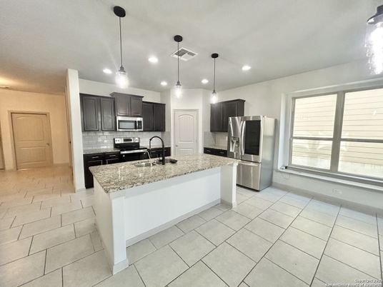 Interior, Kitchen, Pendant Lights, Recessed Lighting, Stainless Steel Appliances