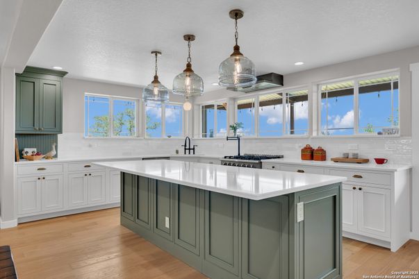 Interior, Kitchen, Pendant Lights, Recessed Lighting, Water, Wood Texture Flooring