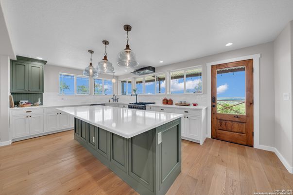 Interior, Kitchen, Pendant Lights, Recessed Lighting, Water, Wood Texture Flooring