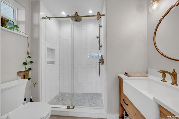 Bathroom, Glass Shower, Interior, Recessed Lighting