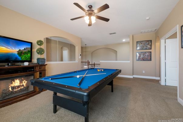 Billiard Table, Fireplace, Game Room, Interior, Recessed Lighting