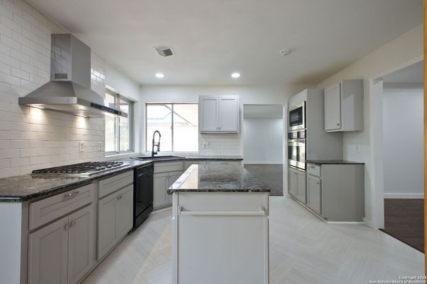 Interior, Kitchen, Recessed Lighting, Wood Texture Flooring