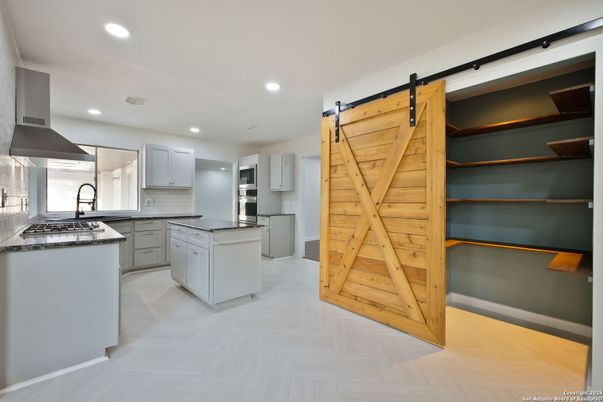Interior, Kitchen, Recessed Lighting, Wood Texture Flooring