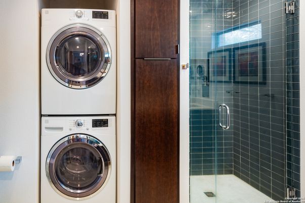 Bathroom, Glass Shower, Interior, Utility Closets, Washer