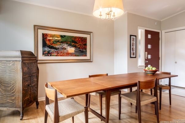 Chandelier, Dining room, Interior, Wood Texture Flooring