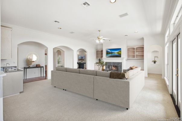 Fireplace, Interior, Living room, Recessed Lighting
