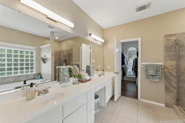 Bathroom, Dual Sink Vanities, Glass Shower, Interior