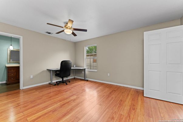 Home Office, Interior, Pendant Lights, Wood Texture Flooring