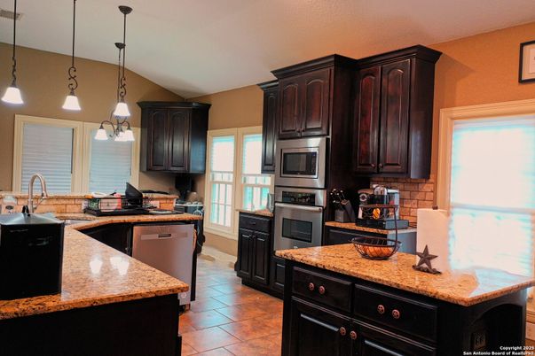Interior, Kitchen, Pendant Lights, Wood Texture Flooring