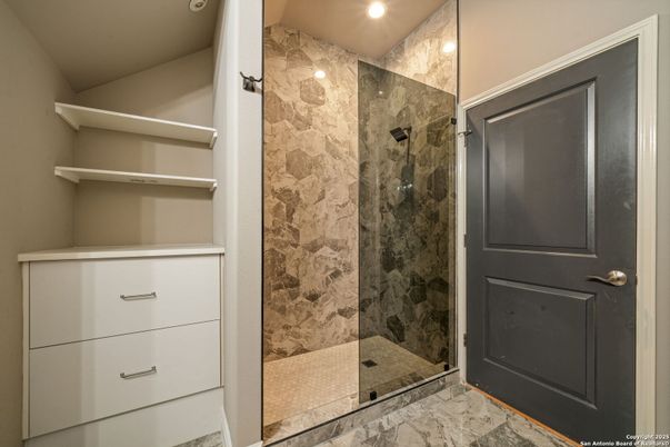 Bathroom, Glass Shower, Interior, Recessed Lighting