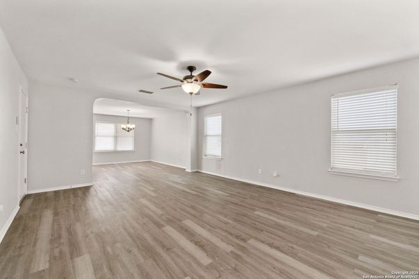 Chandelier, Empty room, Interior, Wood Texture Flooring