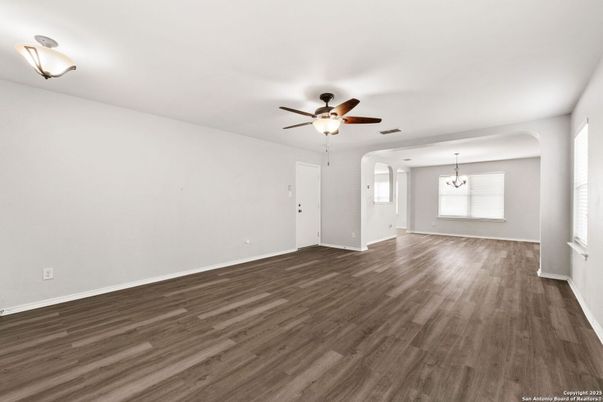 Chandelier, Empty room, Interior, Wood Texture Flooring
