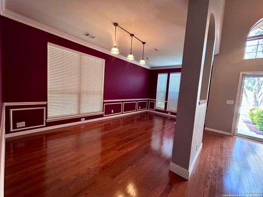 Empty room, Interior, Pendant Lights, Wood Texture Flooring