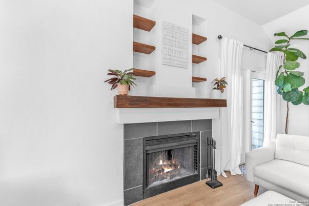 Fireplace, Interior, Wood Texture Flooring