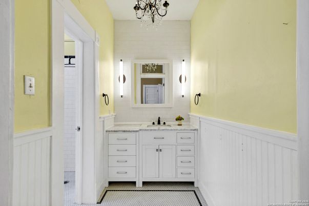 Bathroom, Chandelier, Interior