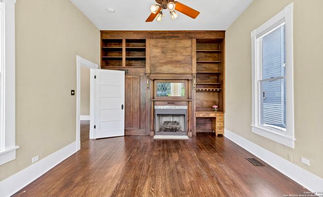 Fireplace, Interior, Wood Texture Flooring