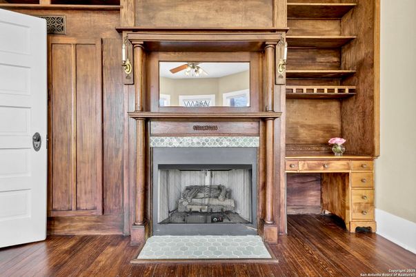 Fireplace, Interior, Wood Texture Flooring
