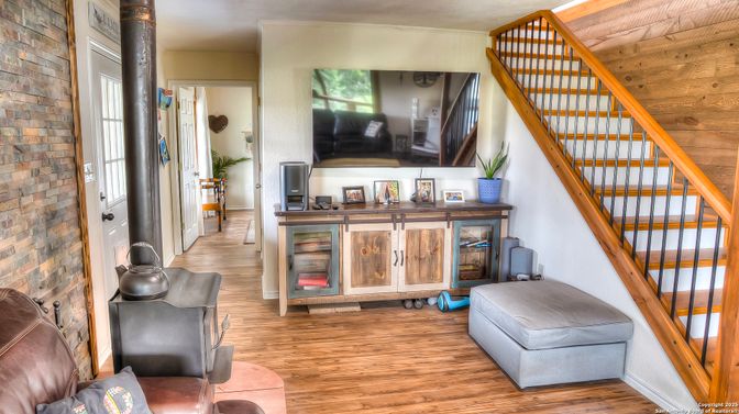 Interior, Stone Walls, Wood Texture Flooring