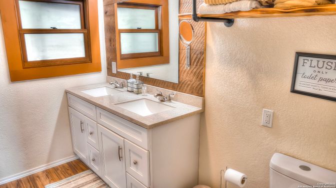 Bathroom, Dual Sink Vanities, Interior, Wood Texture Flooring