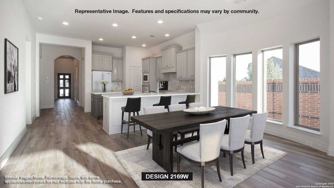 Dining room, Interior, Kitchen, Recessed Lighting, Wood Texture Flooring