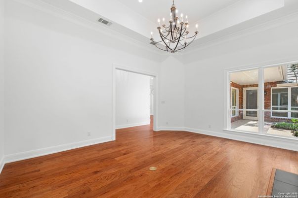 Chandelier, Empty room, Interior, Wood Texture Flooring