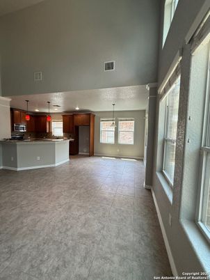 Empty room, Interior, Kitchen, Pendant Lights
