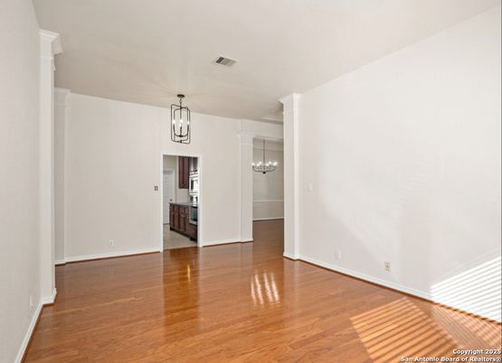 Chandelier, Empty room, Interior, Wood Texture Flooring